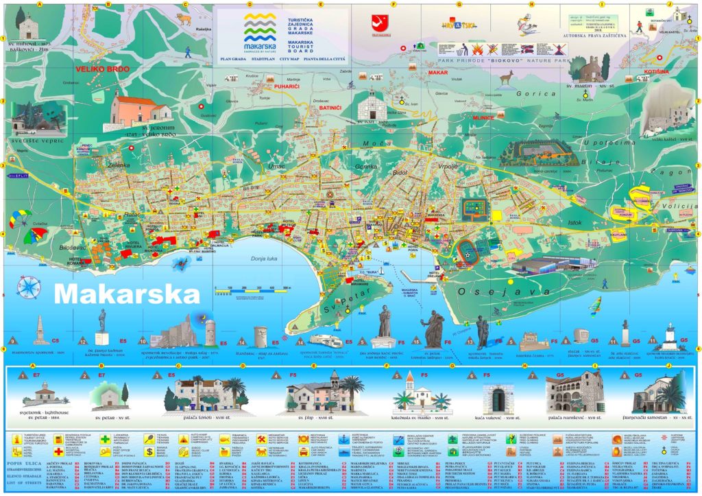 Makarska mapa atrakcje turystyczne
